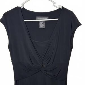 Jones New York Black Twist-front Dress Stretch Womens Size 12
